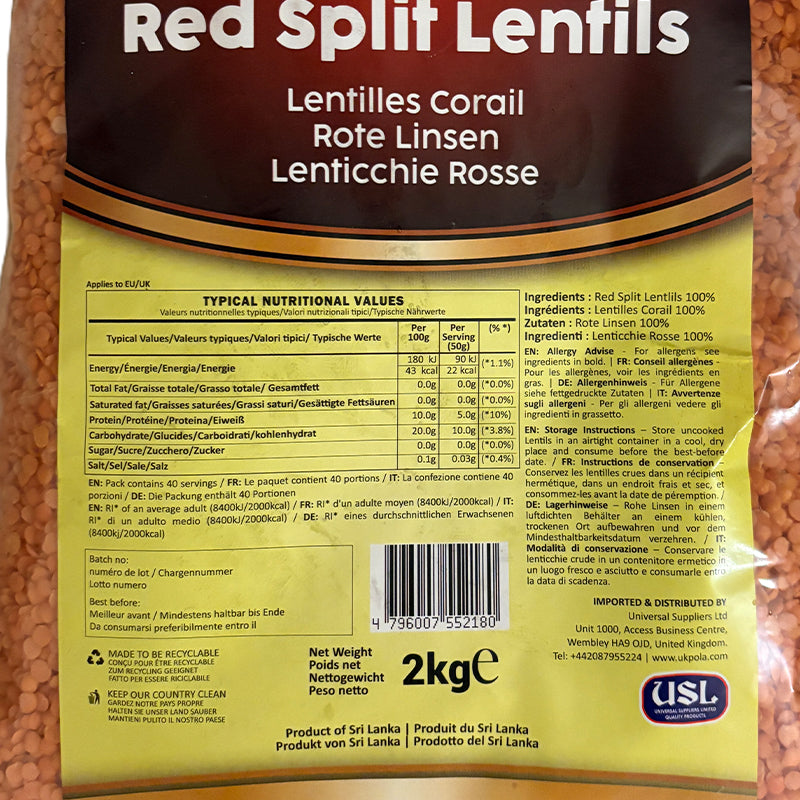 Inndu Sri Red Lentils split 2 Kg